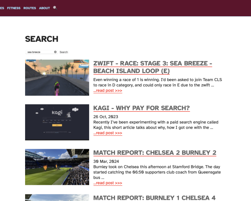 Screenshot of search results page on this website with cover image, titles and previews on each row.