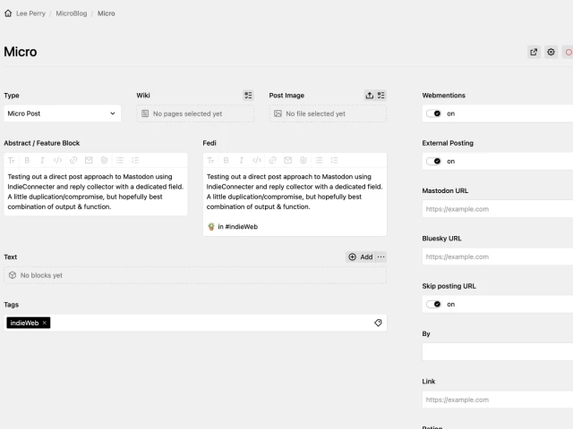 Screenshot of kirby panel view with mirrored abstract field for syndication, but with additional data not displayed on page.