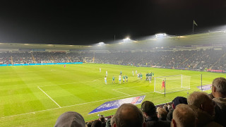 Hannibal lines up a free kick in the second half against Plymouth Argyle, that he would put narrowly above the cross bar