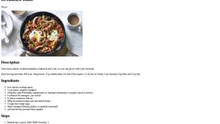 Screenshot of a basic recipe website made from html only.