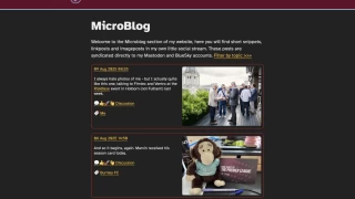 Screenshot from my website showing my microfeed section, with a couple of prominent image posts.